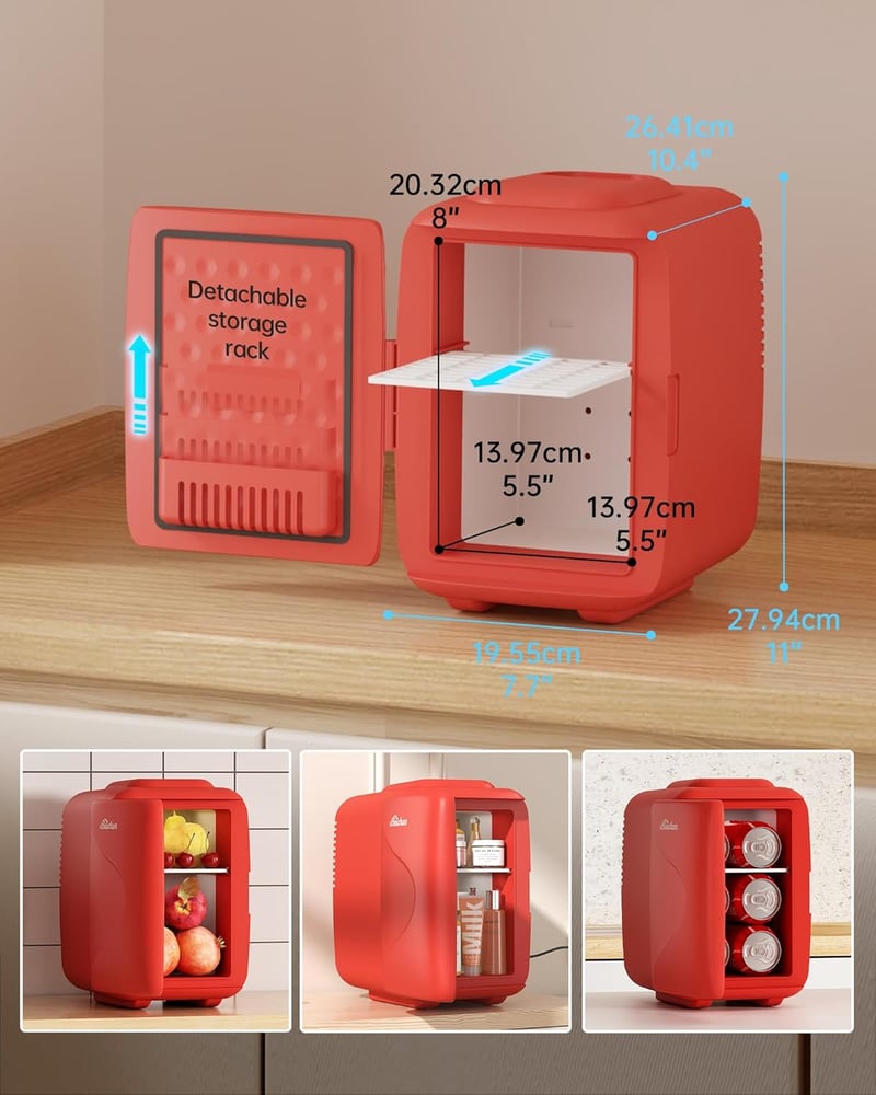 4L Mini Skincare Fridge - Rapid Cooling & Heating (Red)