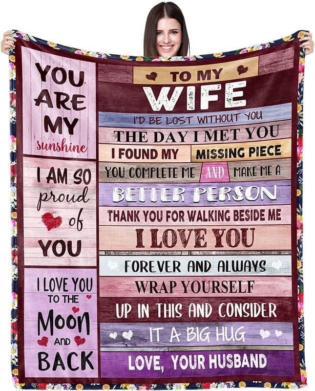 Anniversary Blanket Gift for Wife - I Love You (80x60in)