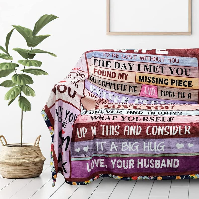 Anniversary Blanket Gift for Wife - I Love You (80x60in)