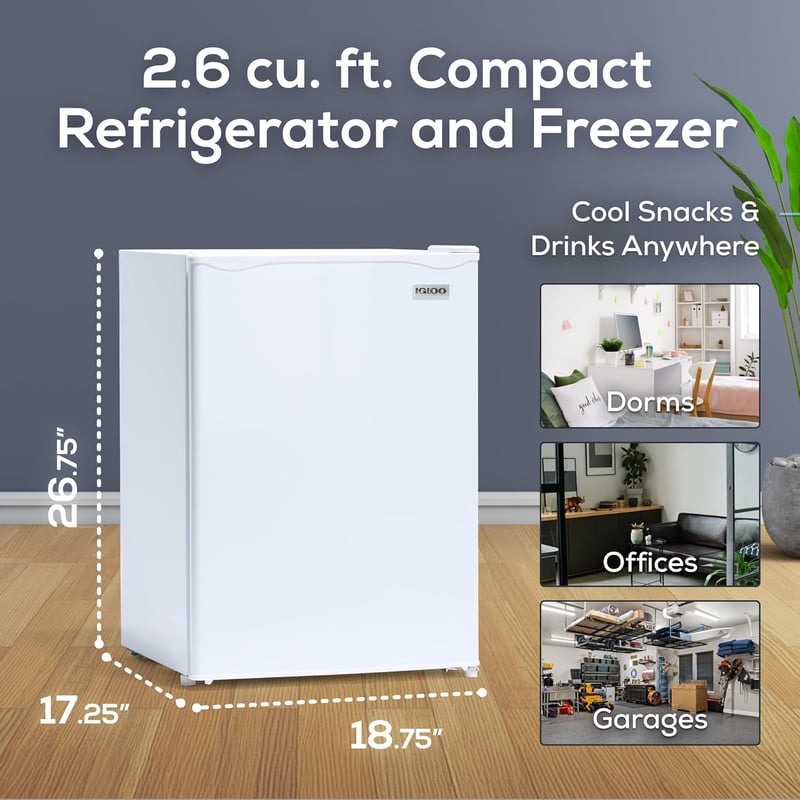 Igloo 2.6 Cu. Ft. Mini Refrigerator with Freezer - White