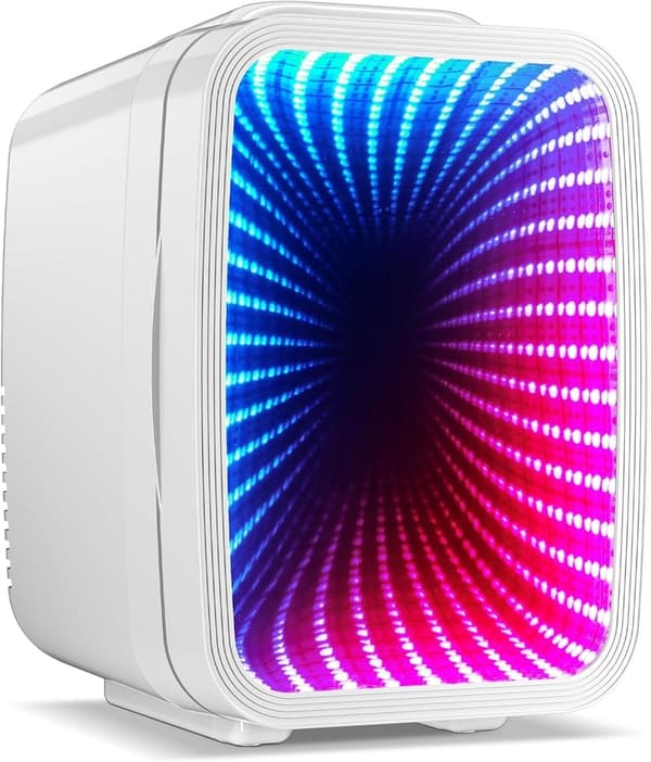 Portable 4L Mini Fridge with Dimmable LED Light for Gaming