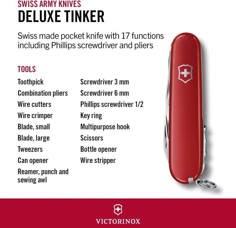 Victorinox Tinker Pocket Knife, Red, 91mm Multi-Tool
