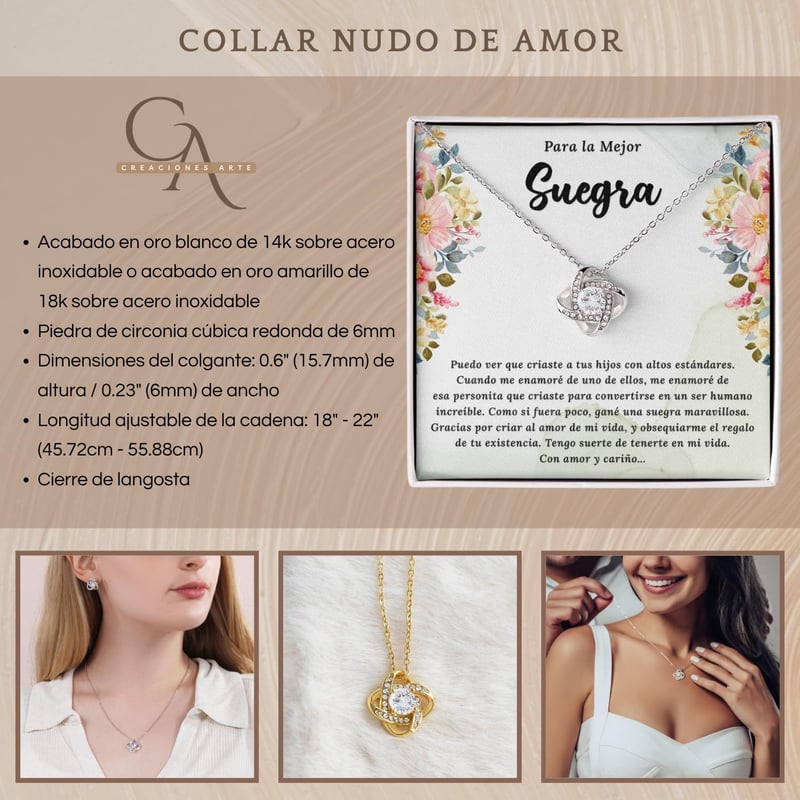 Mother's Day Necklace for Moms - ARTE Querida Suegra Design