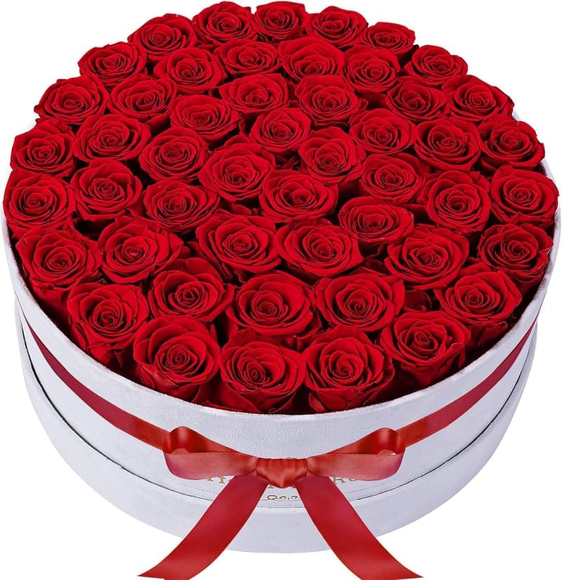 Preserved Red Roses in Velvet Box - Birthday Gift for Women
