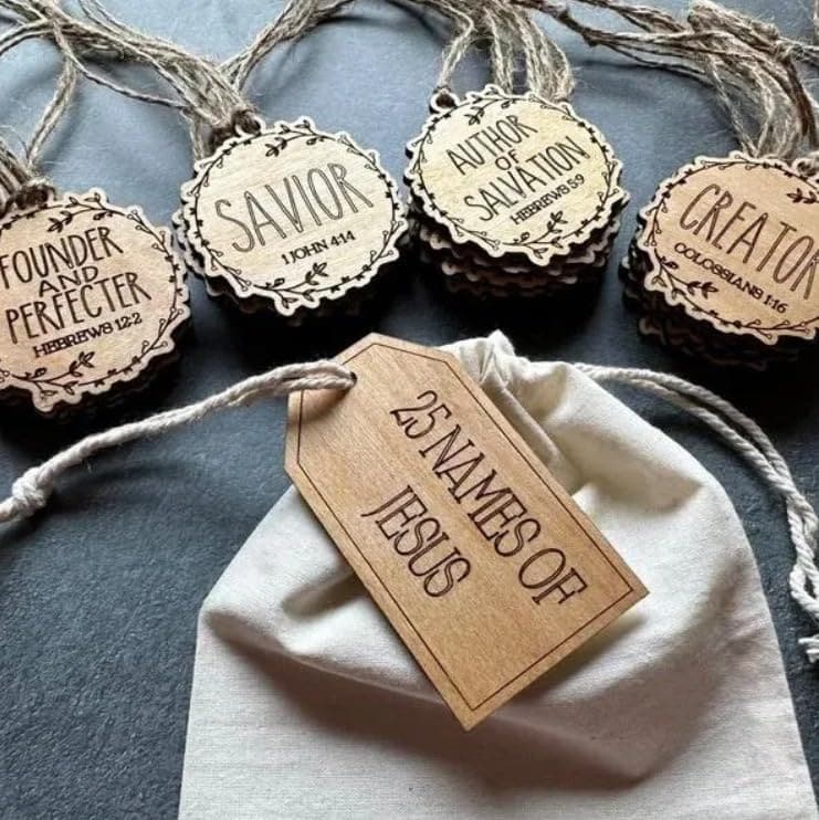 25 Pack Jesus Wooden Ornaments | Religious Christmas Decorations