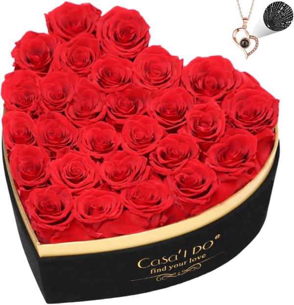 Mother's Day Forever Roses Gift Set with Necklace, Red