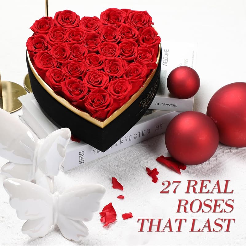 Mother's Day Forever Roses Gift Set with Necklace, Red