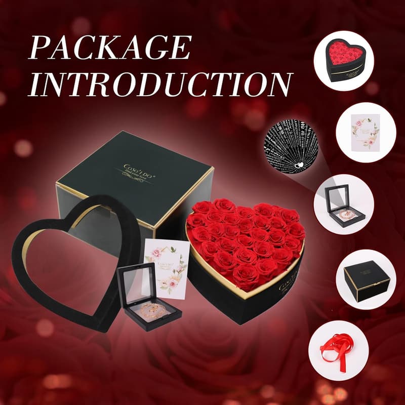 Mother's Day Forever Roses Gift Set with Necklace, Red