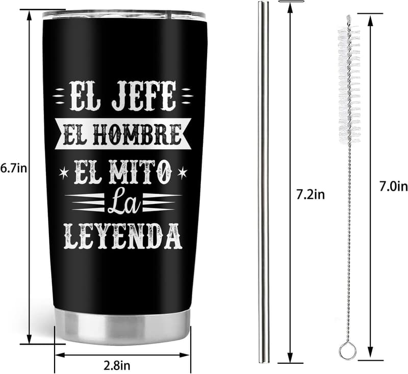 Cinco de Mayo Boss Gift: 20oz Stainless Steel Tumbler with Lid