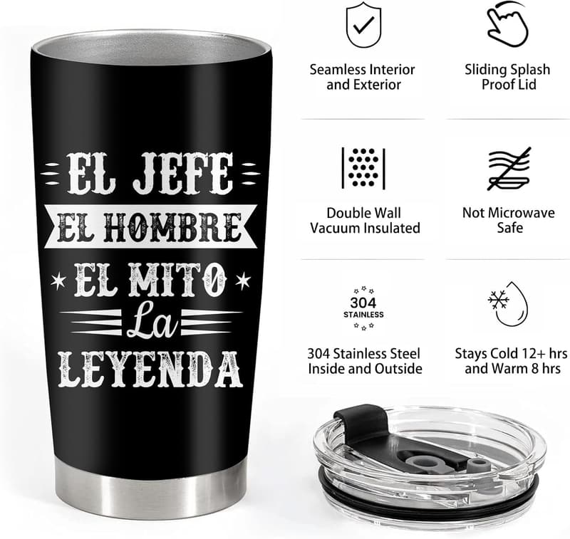 Cinco de Mayo Boss Gift: 20oz Stainless Steel Tumbler with Lid
