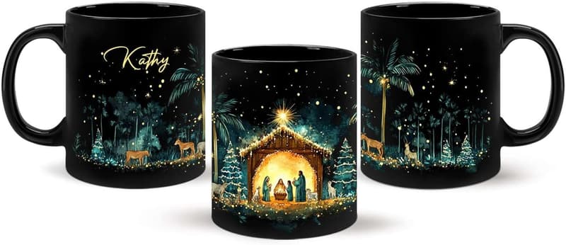 Personalized Christmas Nativity Scene Ceramic Mug