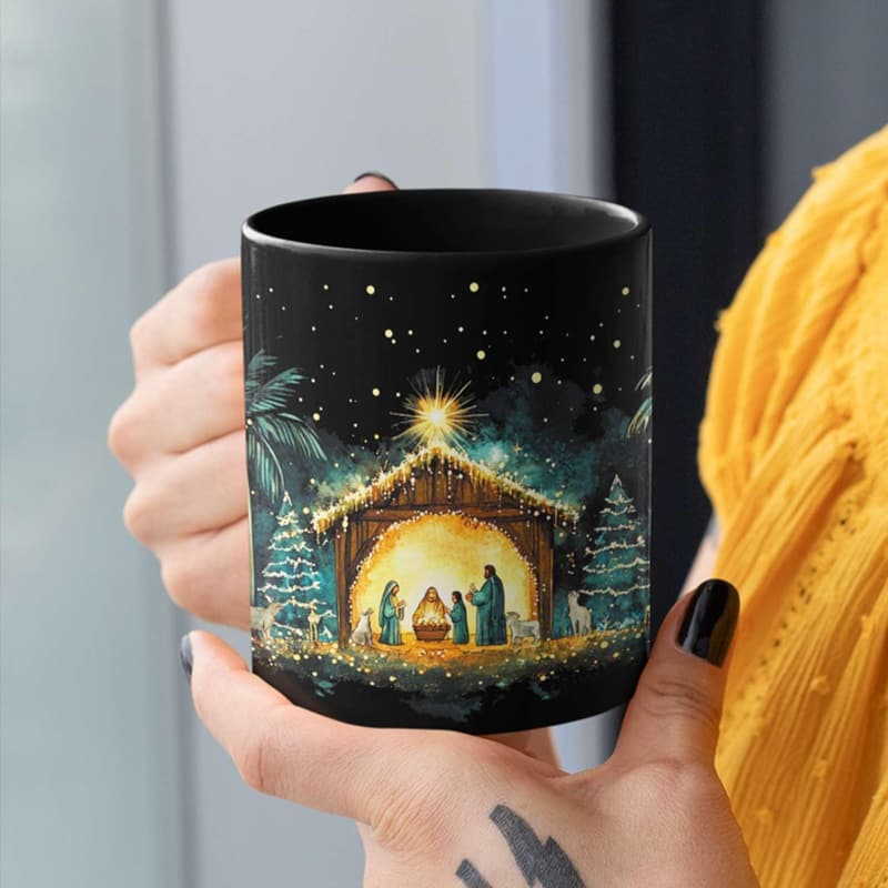 Personalized Christmas Nativity Scene Ceramic Mug