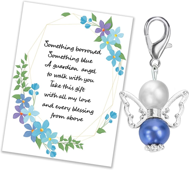 Something Blue Bridal Angel Charm Gift for Bride on Wedding Day