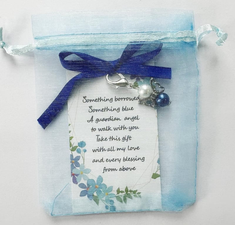 Something Blue Bridal Angel Charm Gift for Bride on Wedding Day