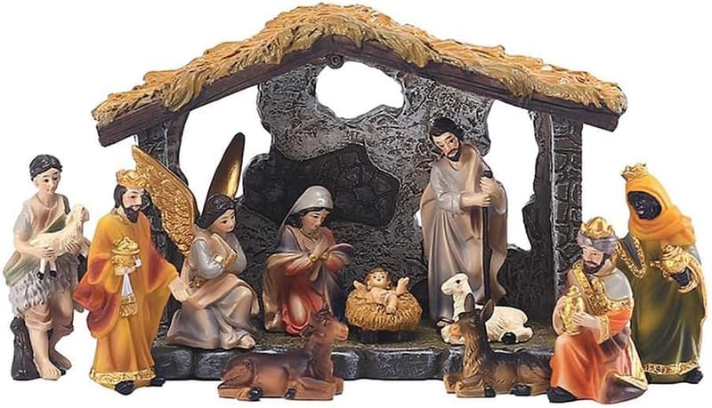 Christmas Nativity Figurine Set – 12-Pc Handcrafted Resin Statues
