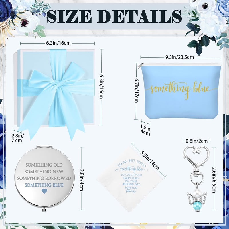 Bridal Gift Set: Embroidered Handkerchief, Charm & Cosmetic Bag