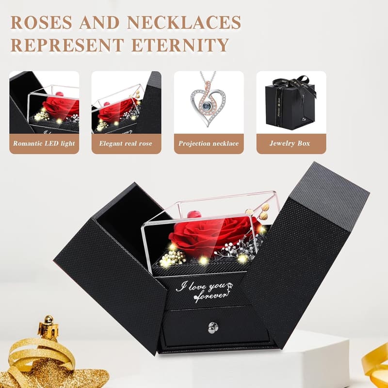 Eternal Rose Projection Necklace - 100 Languages of Love, Gifts for Women