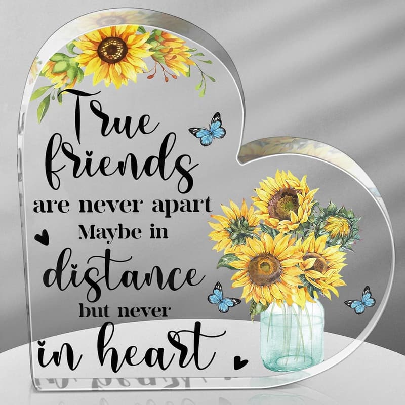 Sunflower Acrylic Heart Plaque for Friendship Gifts