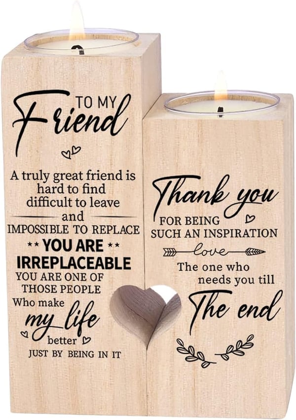 Personalized Wooden Candle Holders - Friendship Gift for Women