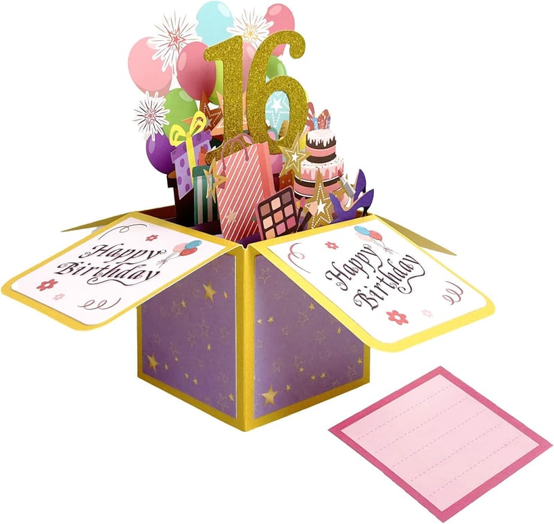 Sweet 16 Birthday Pop-Up Card for Girls and Boys