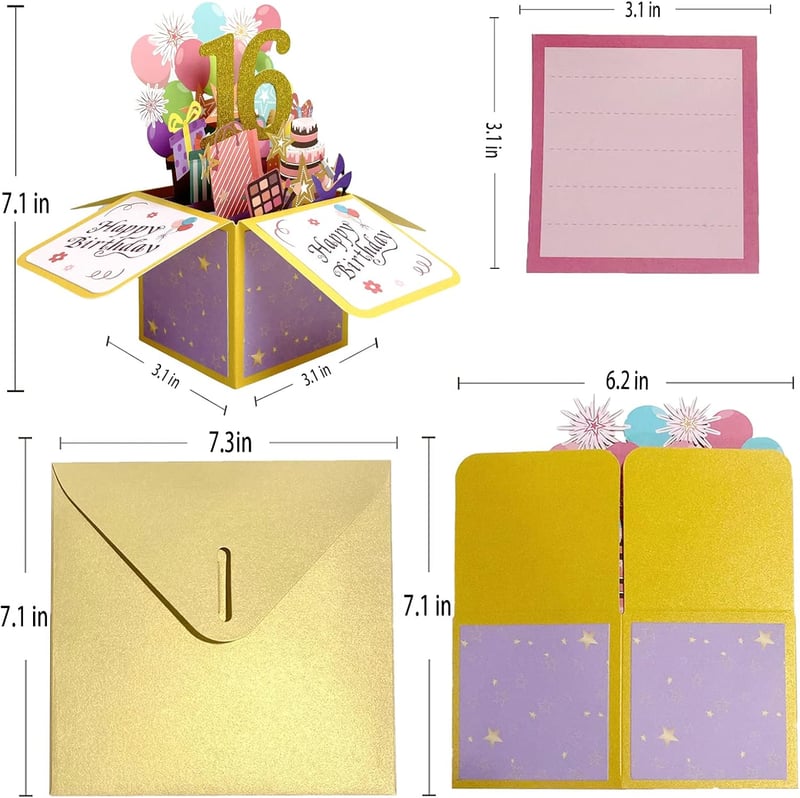 Sweet 16 Birthday Pop-Up Card for Girls and Boys