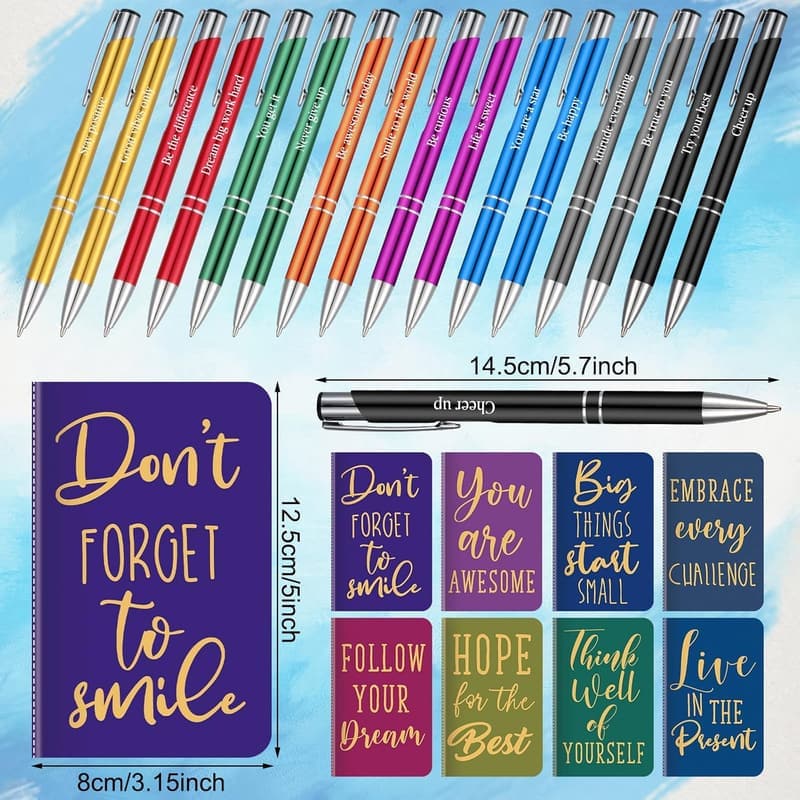 Motivational Quote Pen and Notebook Gift Set for Adults