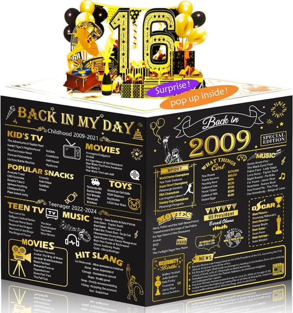 16th Birthday Pop-Up Card for Boys and Girls