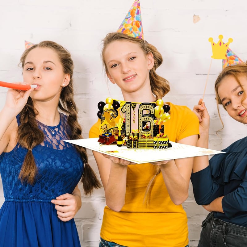 16th Birthday Pop-Up Card for Boys and Girls