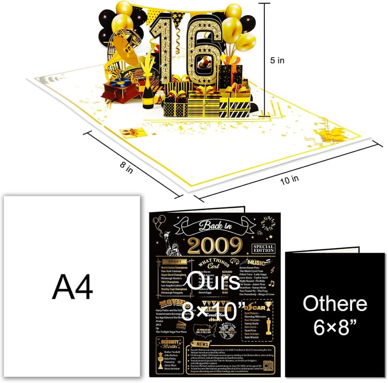 16th Birthday Pop-Up Card for Boys and Girls