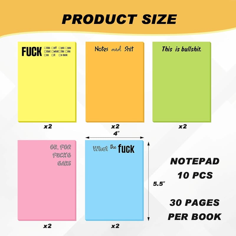 Funny Sticky Notes Set - 10 Pcs for Office Gifts (Multicolor)