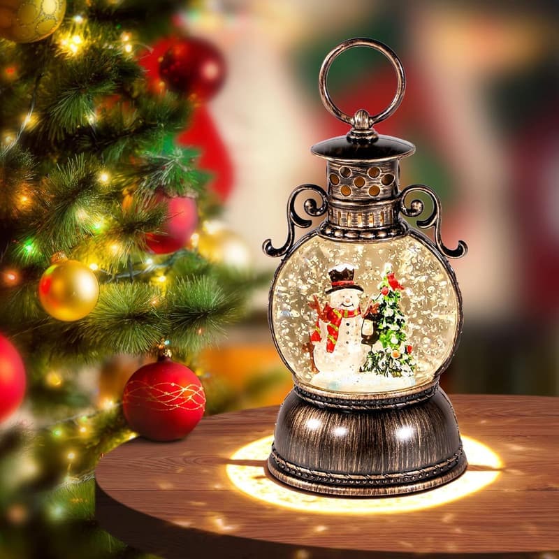 Christmas Snow Globe Music Box with Timer & USB/Battery Power