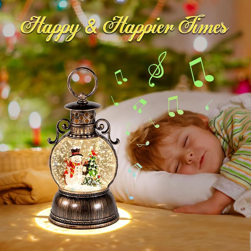 Christmas Snow Globe Music Box with Timer & USB/Battery Power