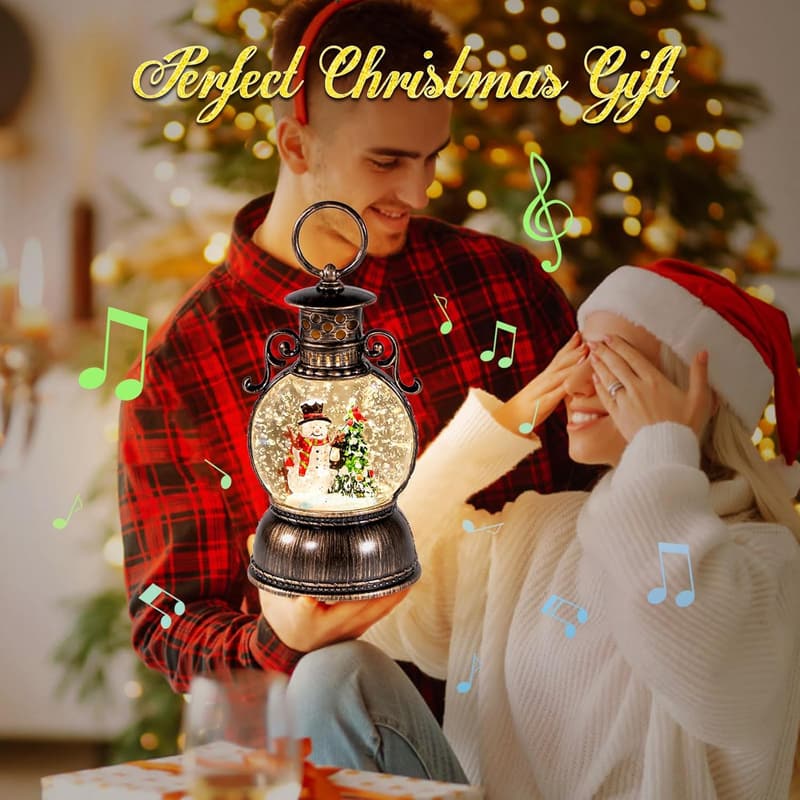 Christmas Snow Globe Music Box with Timer & USB/Battery Power