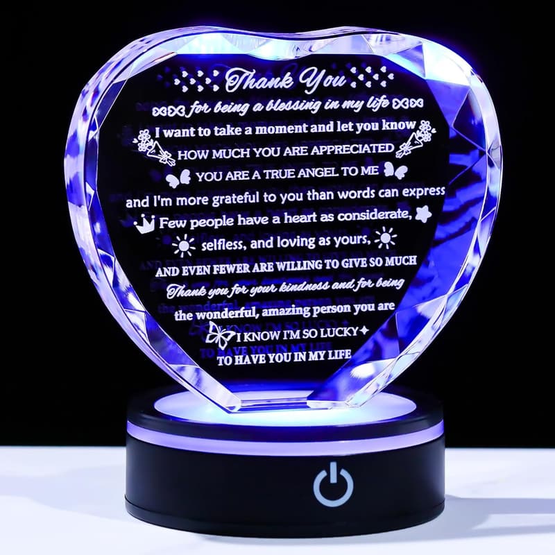 Inspirational Crystal Heart Plaque - Thank You Gift for Women