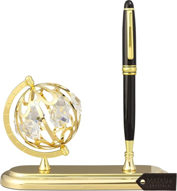 Mother's Day Executive Desk Set with Gold-Plated Globe & Pen