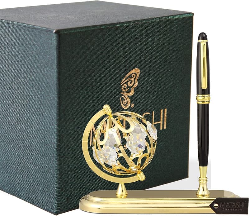Mother's Day Executive Desk Set with Gold-Plated Globe & Pen