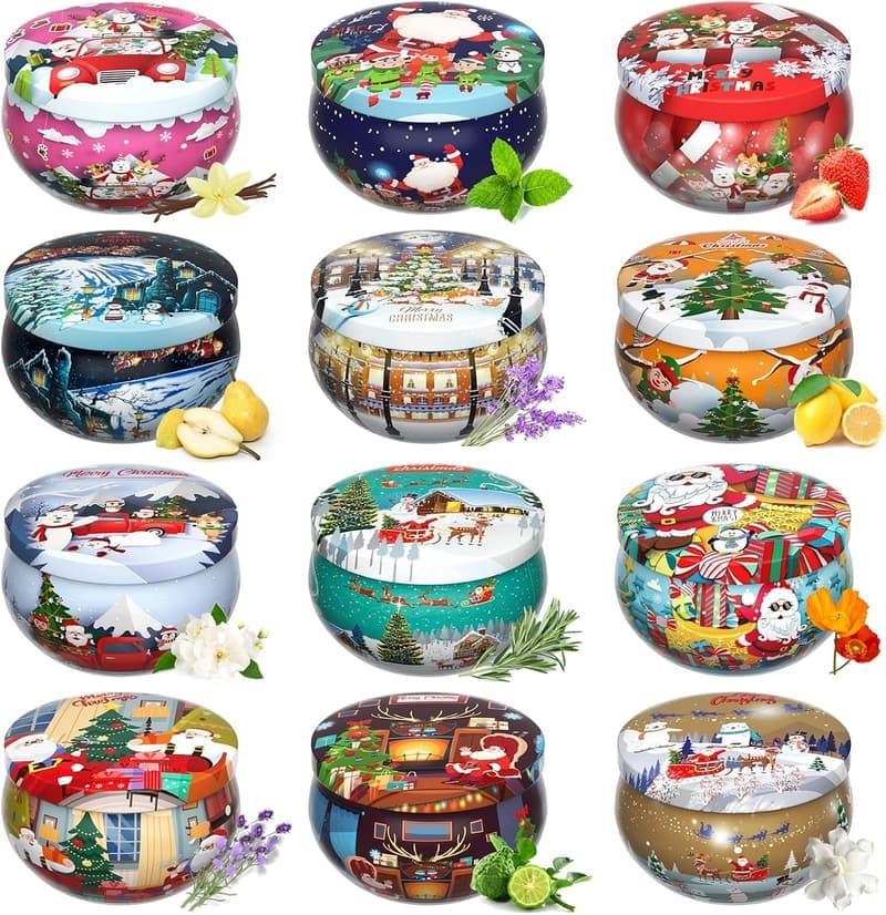 Scented Candles Set for Women – 12 Portable Aromatherapy Tins