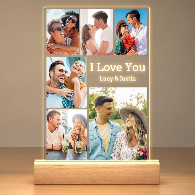 Personalized Acrylic Photo Frame with Night Light for Couples