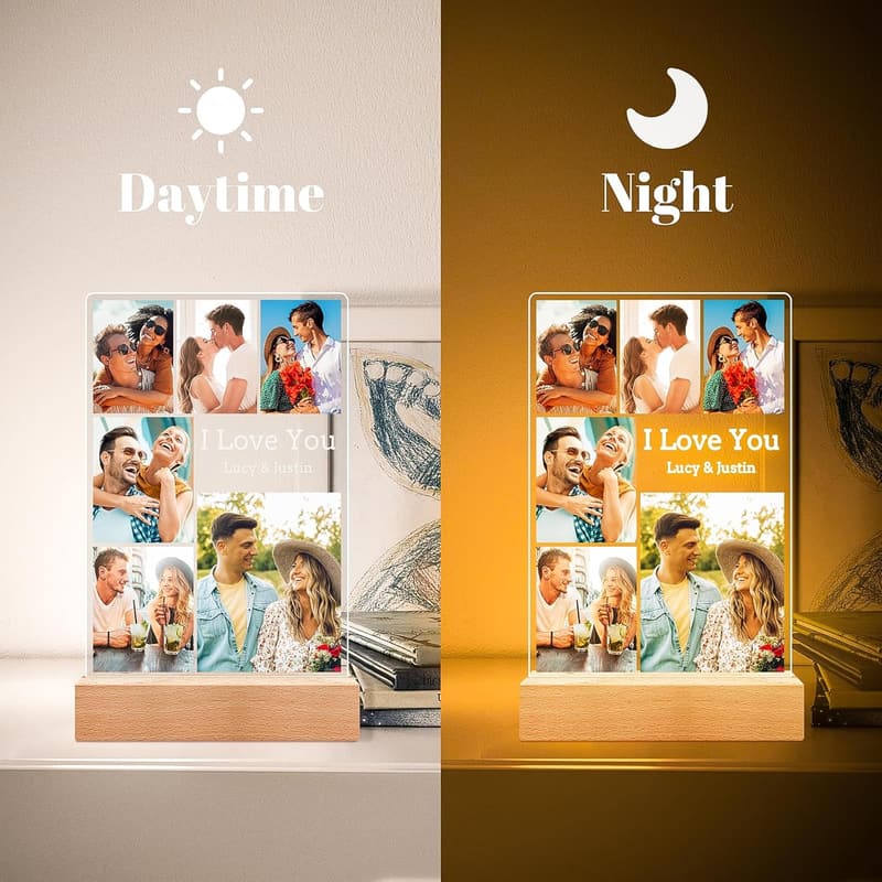 Personalized Acrylic Photo Frame with Night Light for Couples