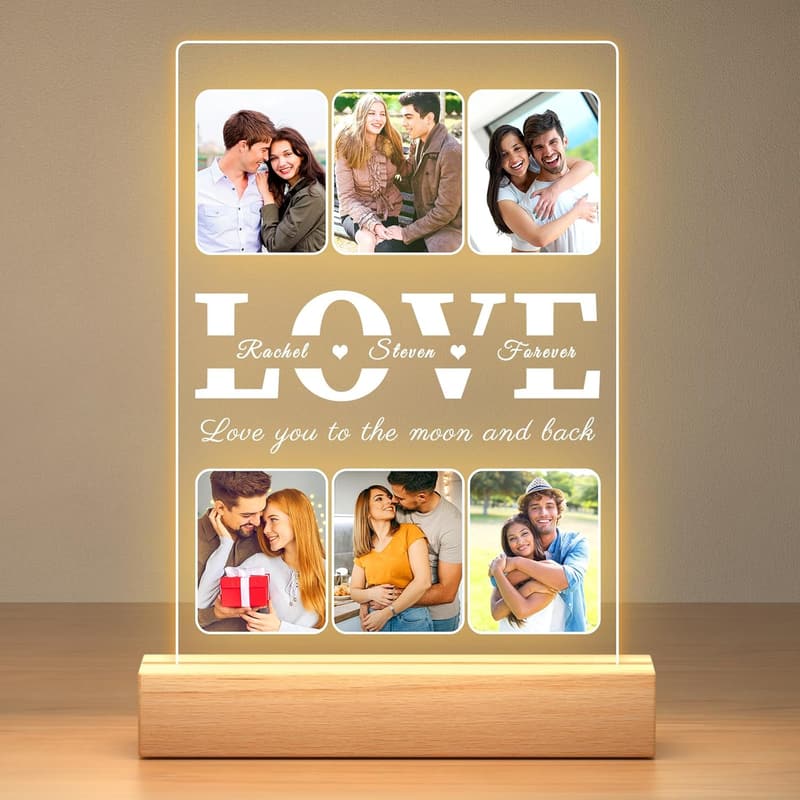 Personalized Anniversary Photo Frame with Night Light