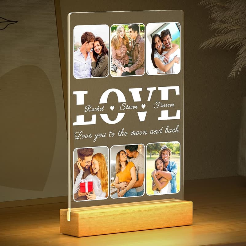Personalized Anniversary Photo Frame with Night Light