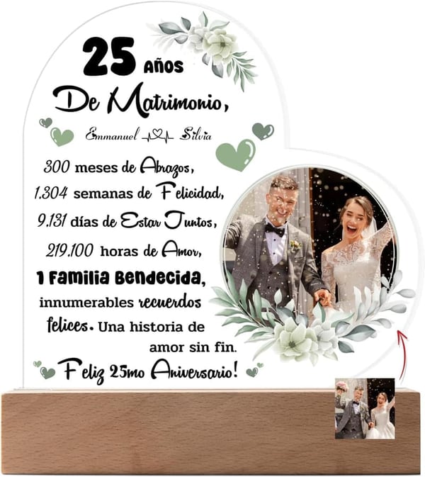 25th Anniversary Personalized Photo Lamp for Couples