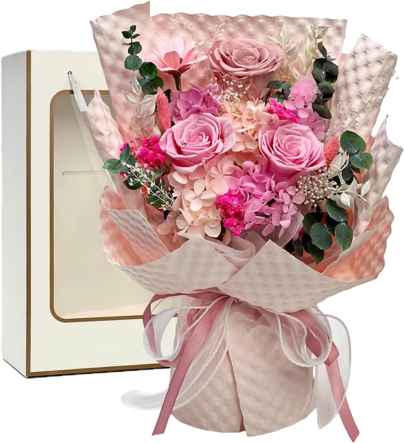 Birthday Preserved Pink Rose Bouquet - Forever Roses Gift for Her