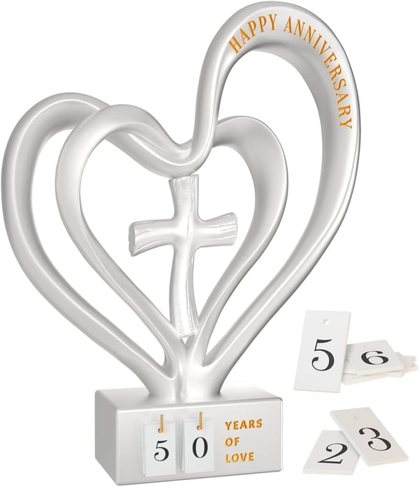 10th, 25th, 50th Anniversary Heart Sculpture for Couples