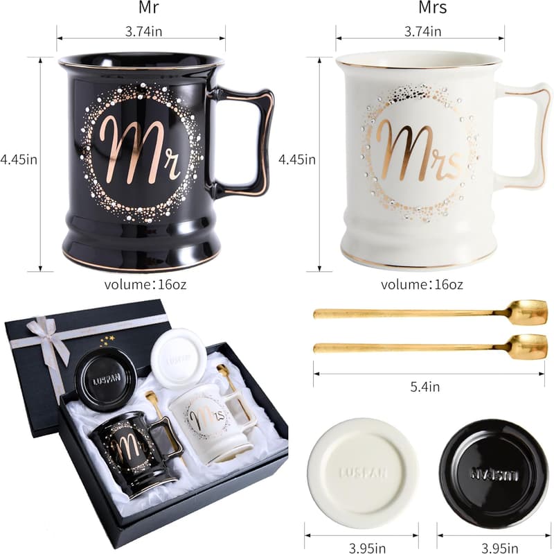 Mr & Mrs Coffee Mugs - Wedding Gifts for Couples
