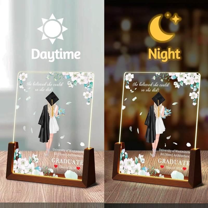 Class of 2025 Personalized Acrylic Graduation Plaque Night Light