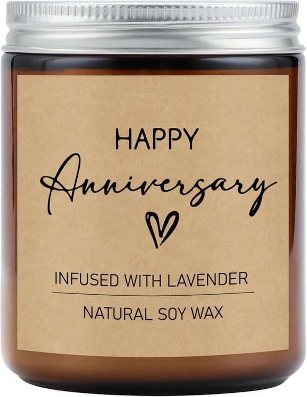 Anniversary Soy Wax Lavender Candle for Couples - 7oz