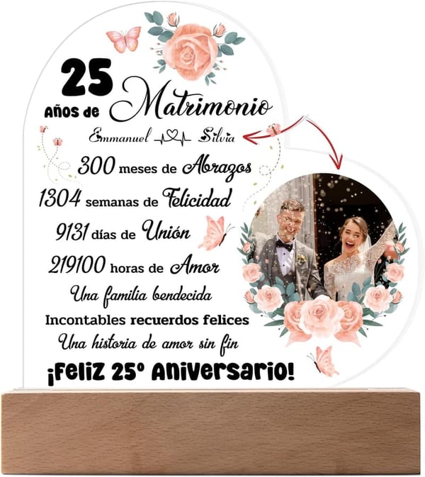 25th Anniversary Personalized Photo Lamp