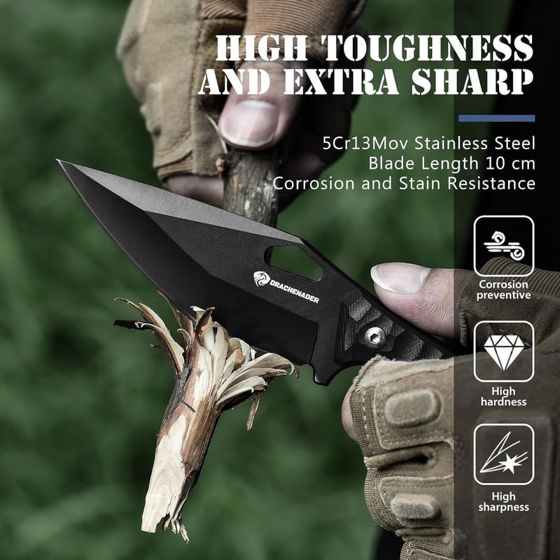 Tactical Fixed Blade Survival Knife with Kydex Sheath for Men