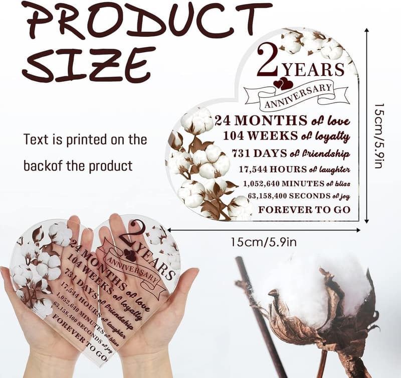 2nd Anniversary Cotton Flower Print Decor Gift for Couples